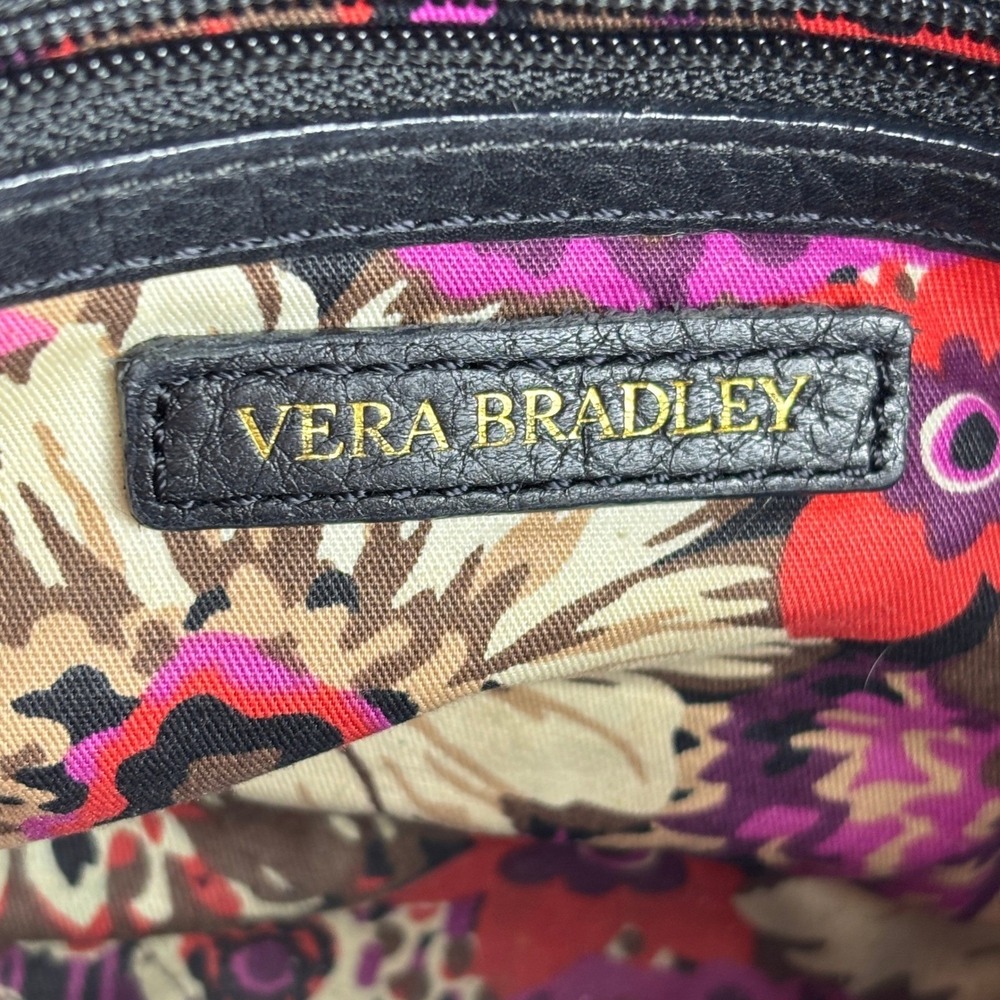 Vera Bradley Sycamore Leather Sydney Crossbody Quilted Bag Womens Black Gold‎ - Picture 11 of 11